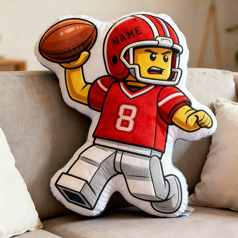 Personalized Football Player Pillow with Custom Name and Number for Sports Lovers and Kids