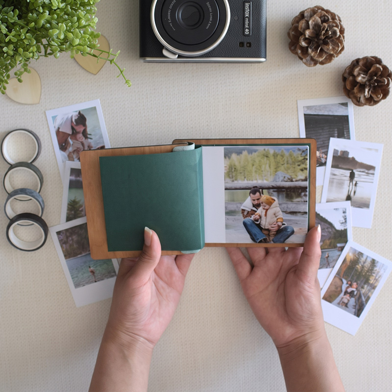 Personalized Adventures with Dad Mini Keepsake Photo Book Handcrafted Engraved Wooden Cover Custom Gift for Dad Father's Day Gift