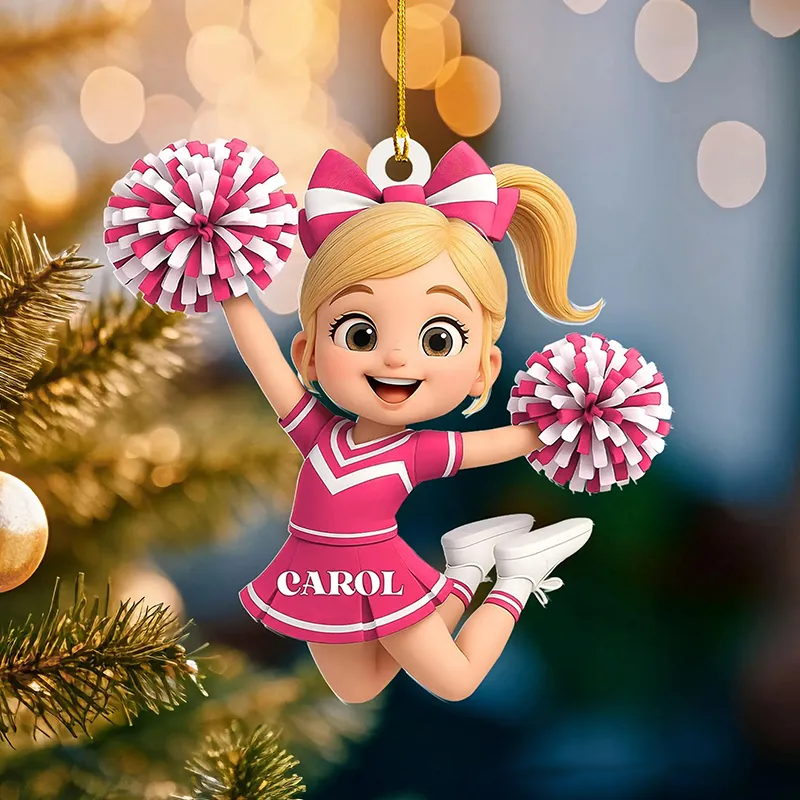Personalized Acrylic Cheerleader Ornament with Custom Name