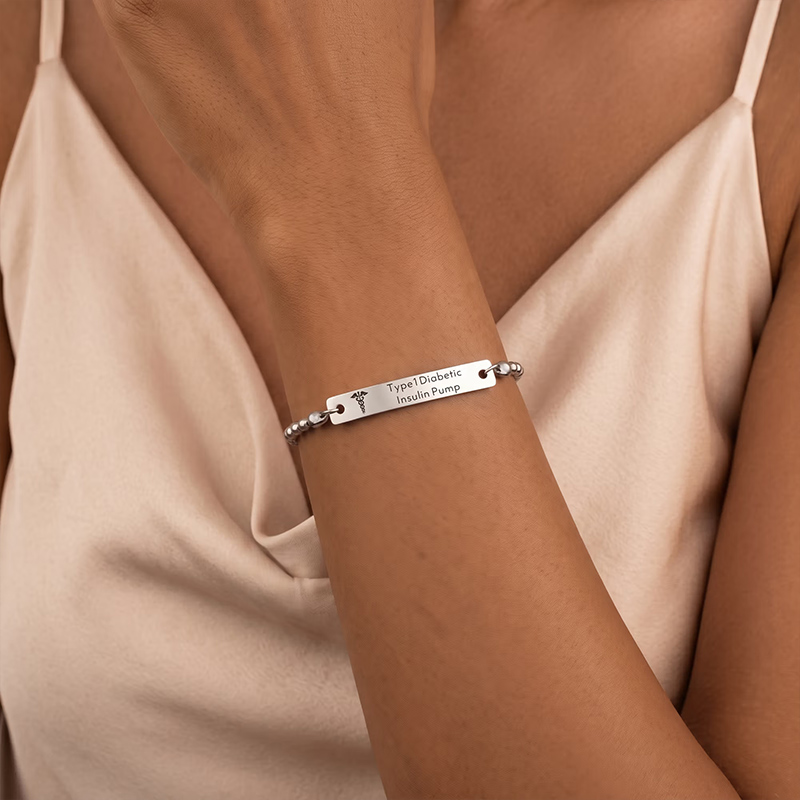 Personalized Engraved Medical Alert Bracelet with Text Birthday Gift for Women Patients Family Gift