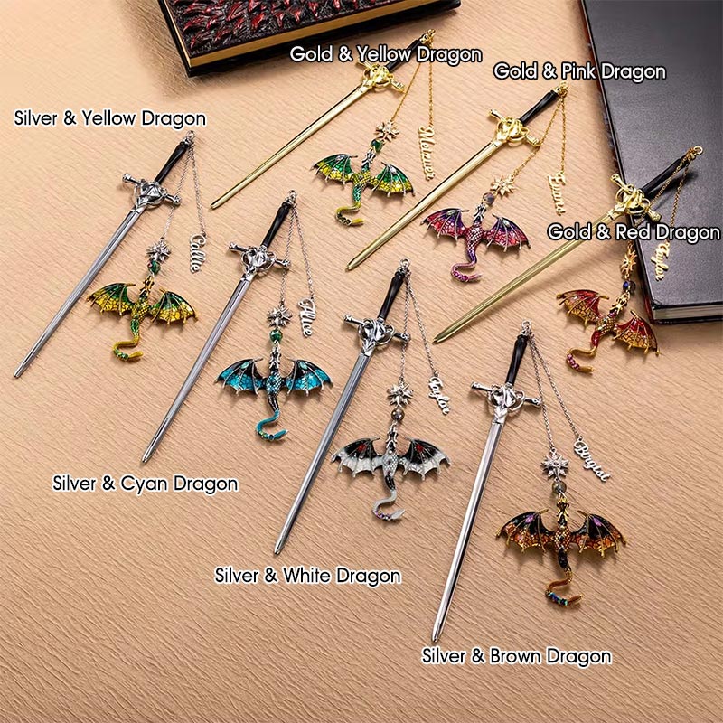 Personalized Dragon Sword Bead Star Fantasy Bookmark with Name Reading Accessory Birthday Gift for Readers Bookworms Book Lover Gifts