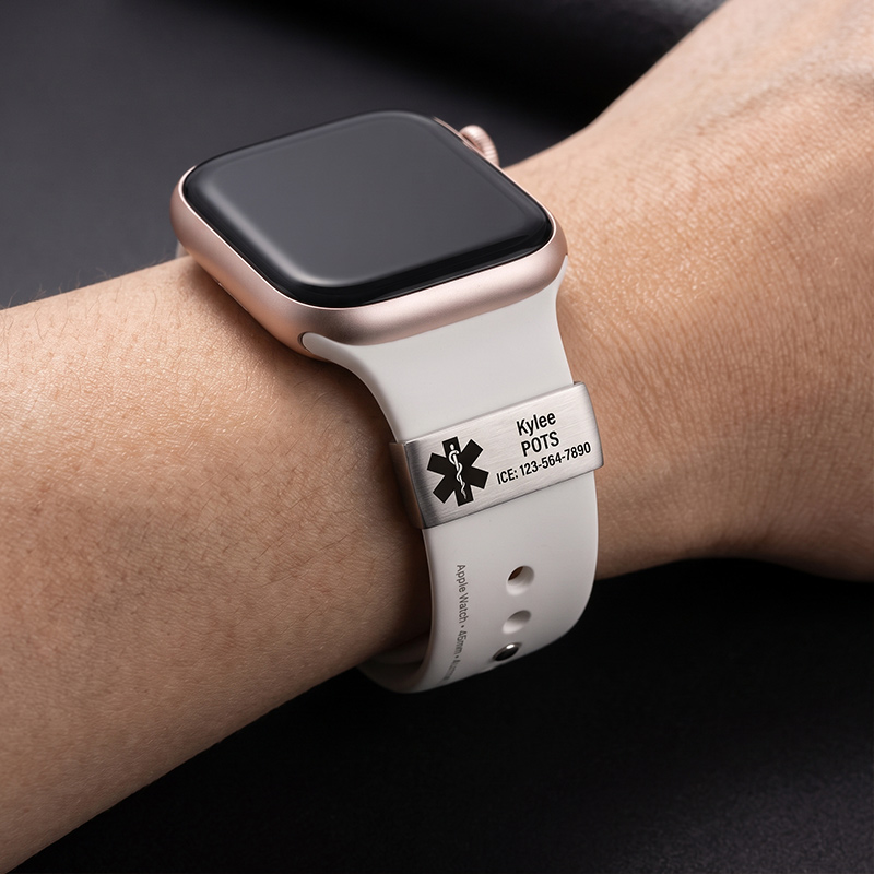Personalized Medical ID Tag Apple Watch Garmin Fitbit Engraved Allergy Alert