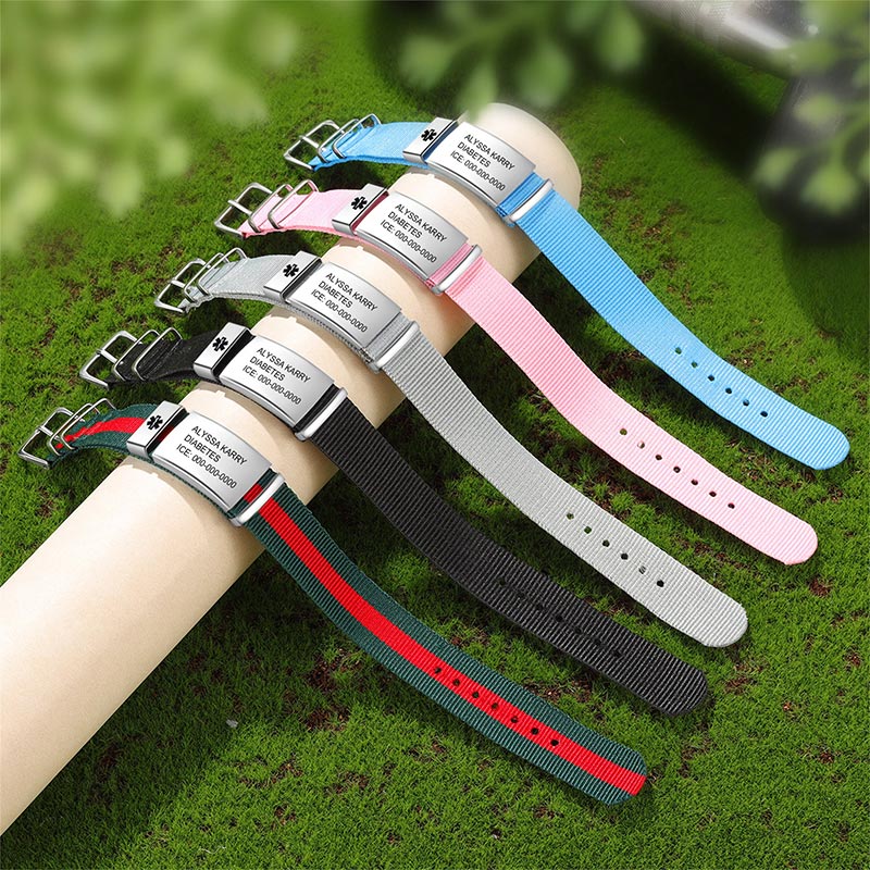 Personalized Waterproof Adjustable Medical Alert Bracelet Custom Medical Rope Bracelet with Engraving ID Medical Bracelets Emergency Jewelry