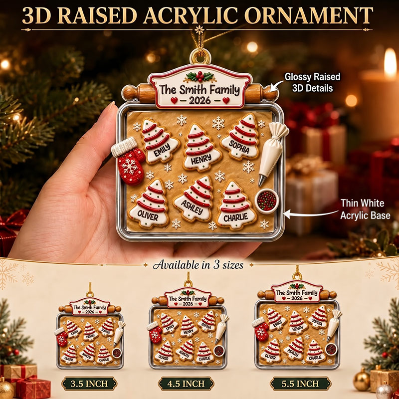 Personalized Family Christmas Cookie Tray Ornament Custom Names Graphic 3D Print Acrylic Baking Keepsake Family Gift for Parents 2026