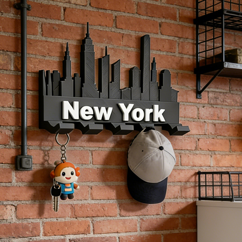 Personalized New York Skyline Key Holder for Football Fans 