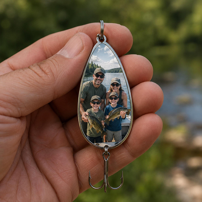 Personalized Photo Fishing Lure Custom Fish Hook Gift for Dad Grandpa Gift Father's Day Keepsake Angler Memorial Gift