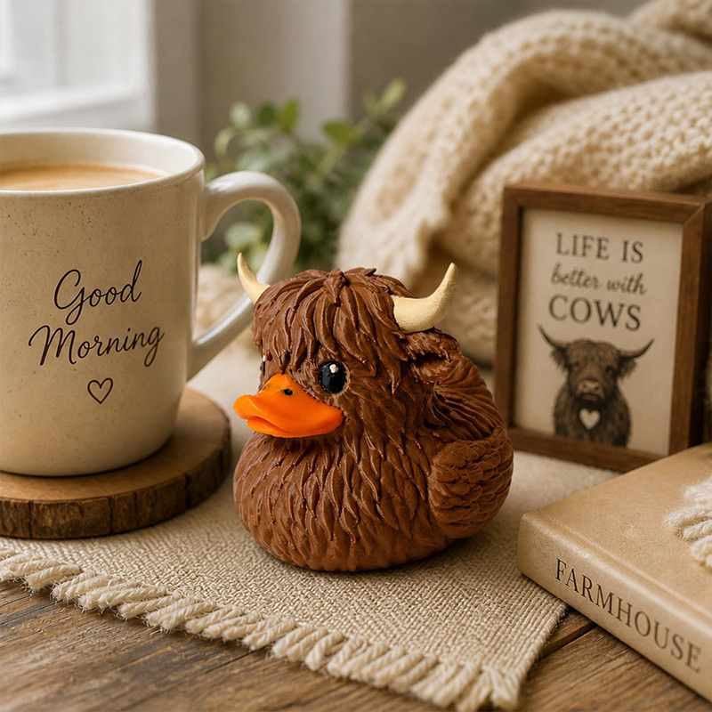 Personalized Highland Cow Duck Highland Lover Gift Collectible Rustic Decoration Country Style Western Accessory Gift