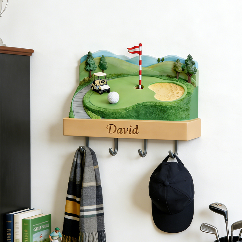 Personalized Golf Course 3D Printed Key Holder with Custom Name for Golf Lovers