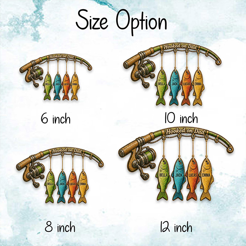 Personalized Fishing Wooden Door Sign Hooked On Dad Custom Fish Hanging Rustic Fisherman Family Decor