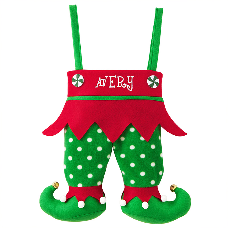 Personalized Christmas Stocking with Name Embroidered Elf Pants Stocking Holiday Stocking Monogram Family Stockings Gifts Christmas Decor 