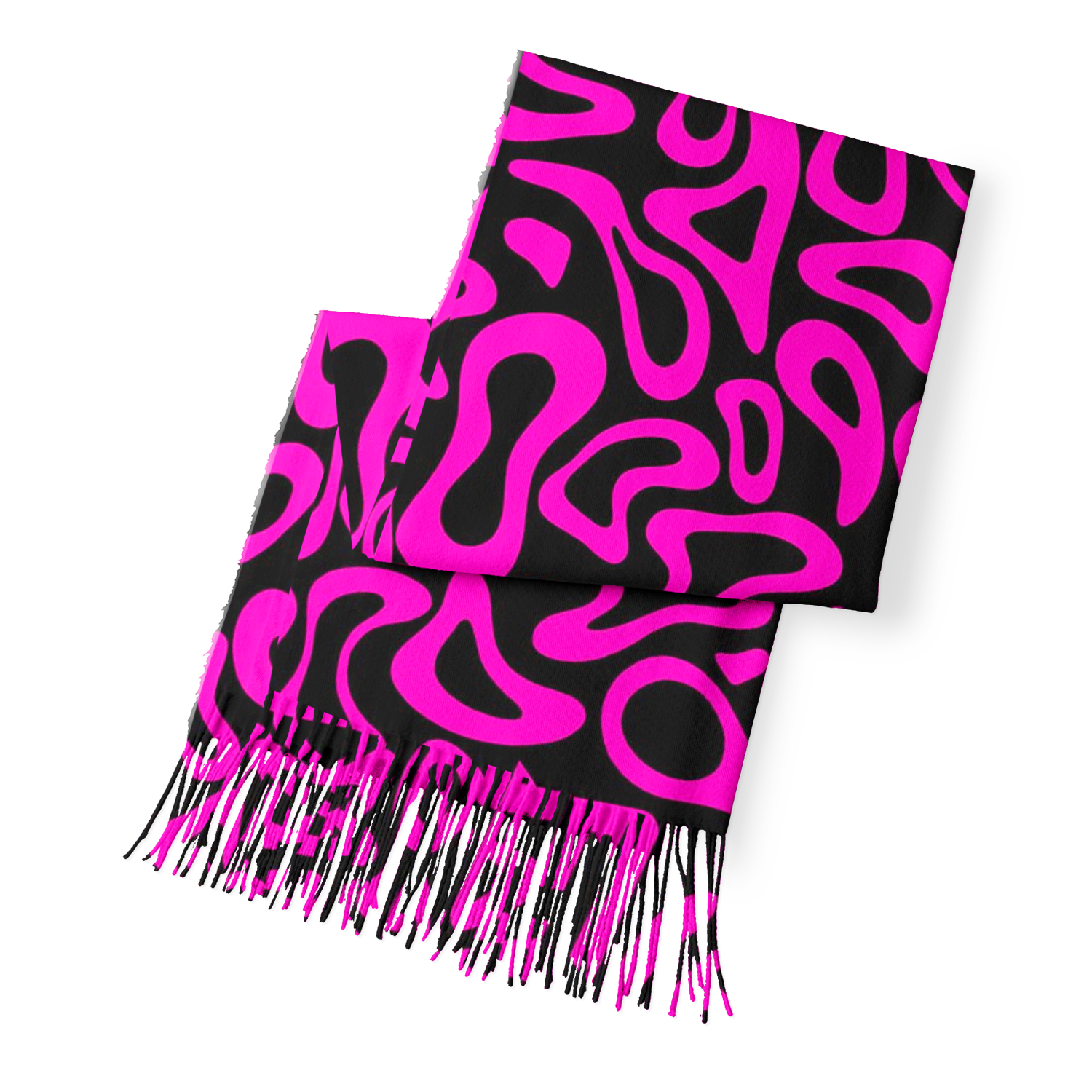 Grand Prix Racing Fan Abstract Print Poncho Shawl, 3‑Color Tassel Scarf Bundle