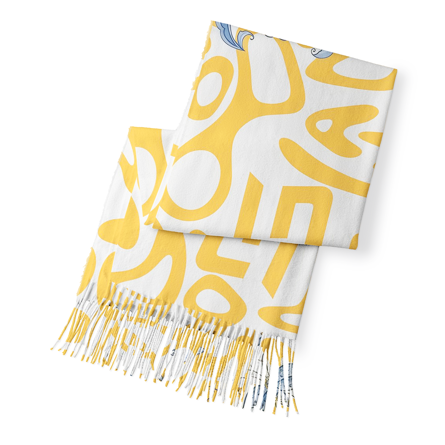 Lando‑Inspired Beige Abstract Fringed Poncho Shawl Grand Prix Fan Wrap