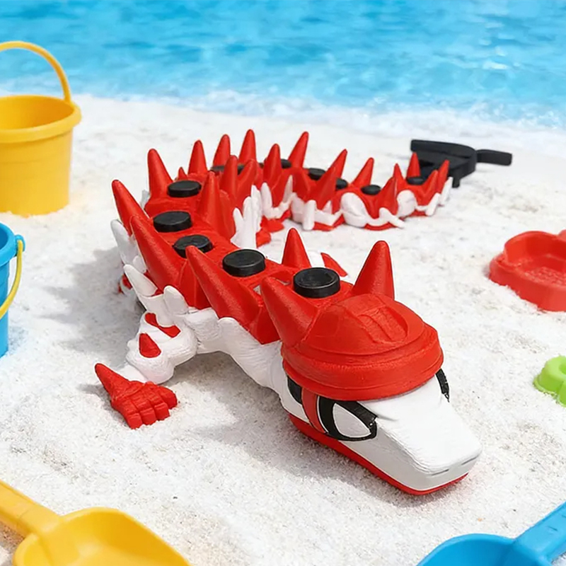 Personalized Ice Hockey Articulated Dragon Toy with Customizable Name Design