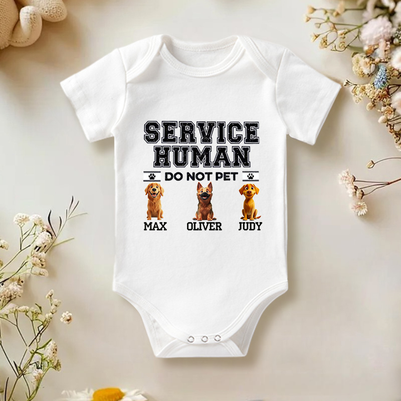 Personalized Service Human Do Not Pet Dog Baby Bodysuit Baby Shower Gift