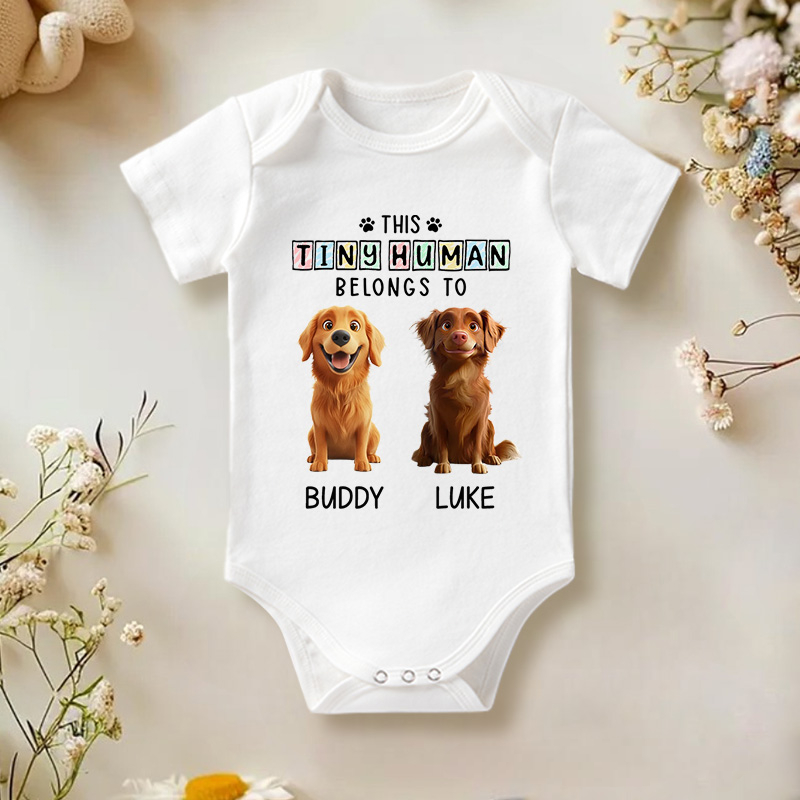 Personalized Tins Baby and Lovely Dogs Bodysuit Baby Shower Gift