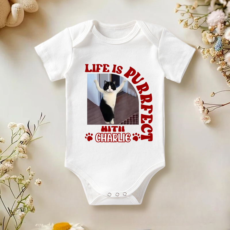 Personalized Life is Purrfect Bodysuit Baby Shower Gift