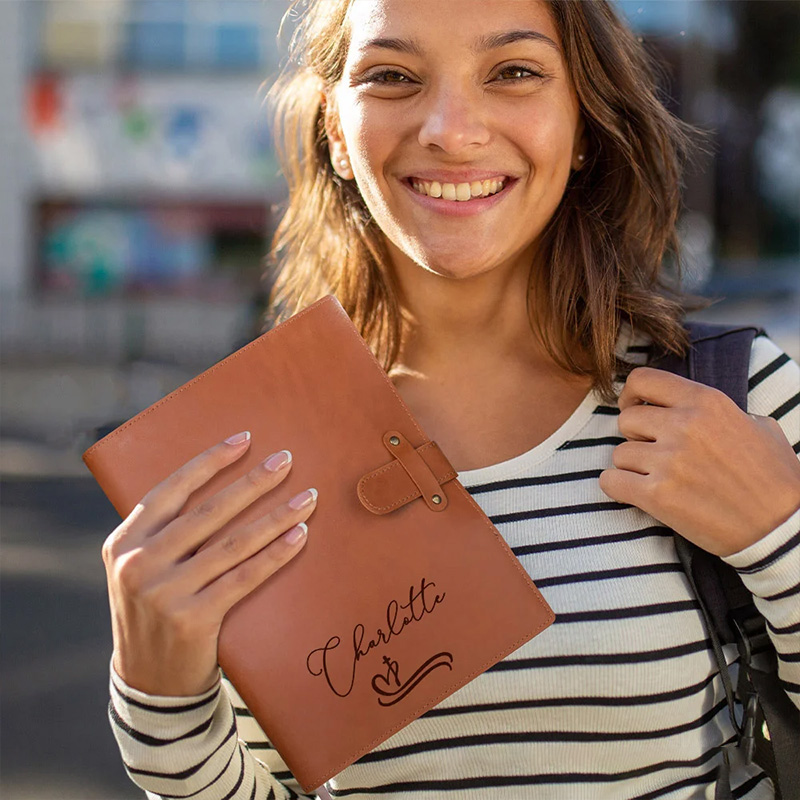 Personalized Cross Artistic Name PU Leather A5 Notebook Cover with Compartments Birthday Gift for Artist Christian