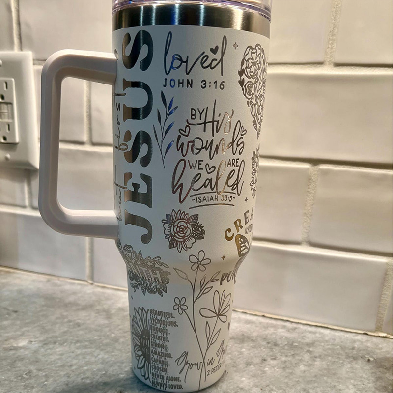Personalized Bible Verses 40oz Tumbler with Name and Straw Insulated Large Water Bottle Cup Holder Friendly Travel Mug Religious Gift for Her