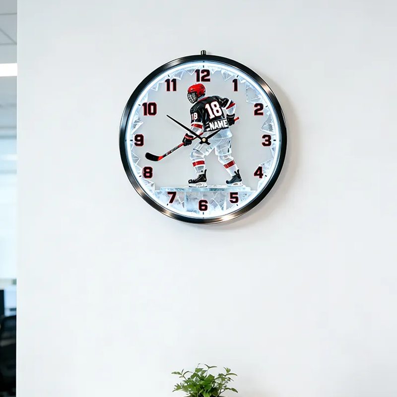 Personalized Ice Hockey Wall Clock with Custom Name and Number
