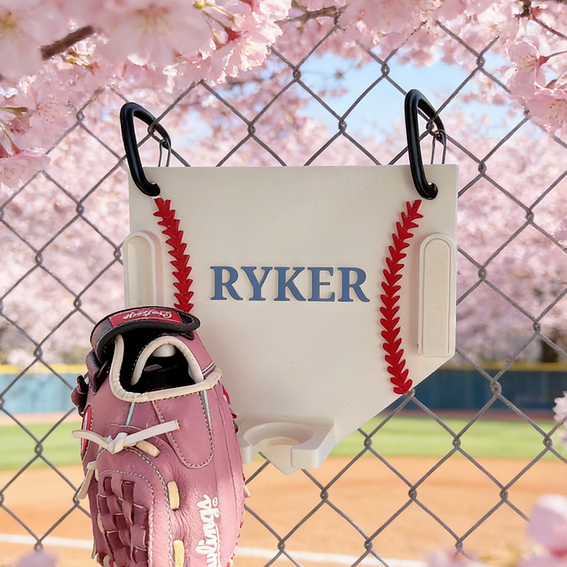 Personalized 3D-Printed Baseball Dugout Organizer for Helmets, Gloves, and Bats with Custom Name for Baseball Players