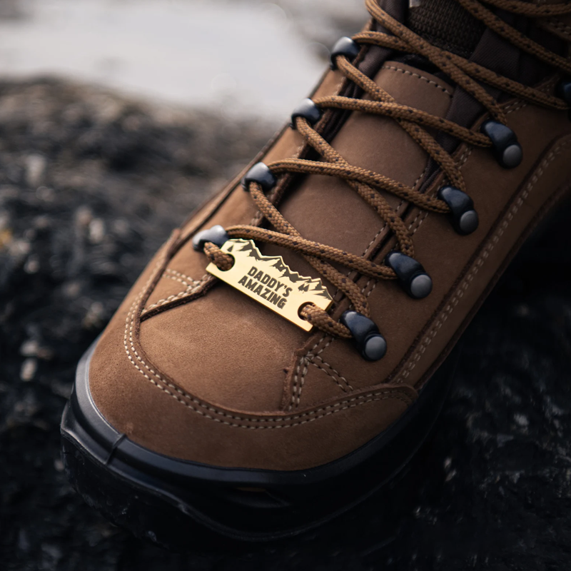 Personalised Solid Brass Hiking Boot Shoe Tags Custom Outdoor Adventure Hiking Walking Lover Gift