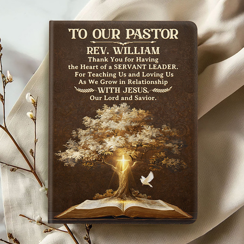 Personalized Blessed to Have You Tree of Life Bible Cardboard Notebook with Name to Our Pastor Appreciation Gift for Pastor Religious Christian Gift