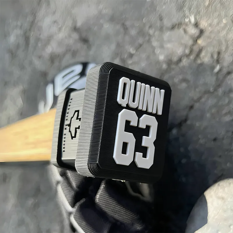Personalized Ice Hockey Stick End Cap with Custom Name and Number Design