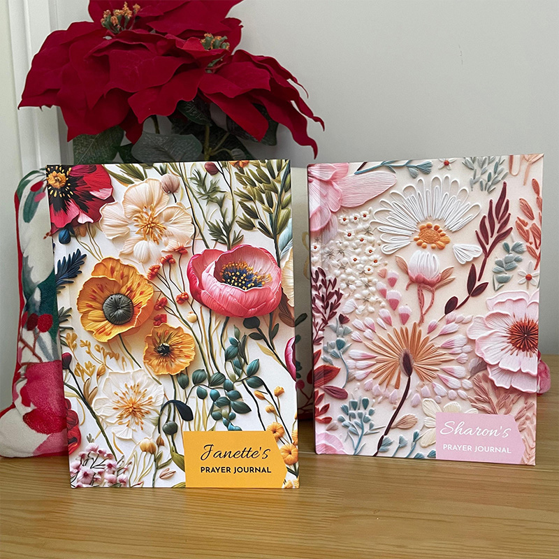 Personalized Elegant Floral A5 Prayer Journal Notebook with Name for Her Sermon Notes Gift for Christian Religious Gift for Women Mom Grandma