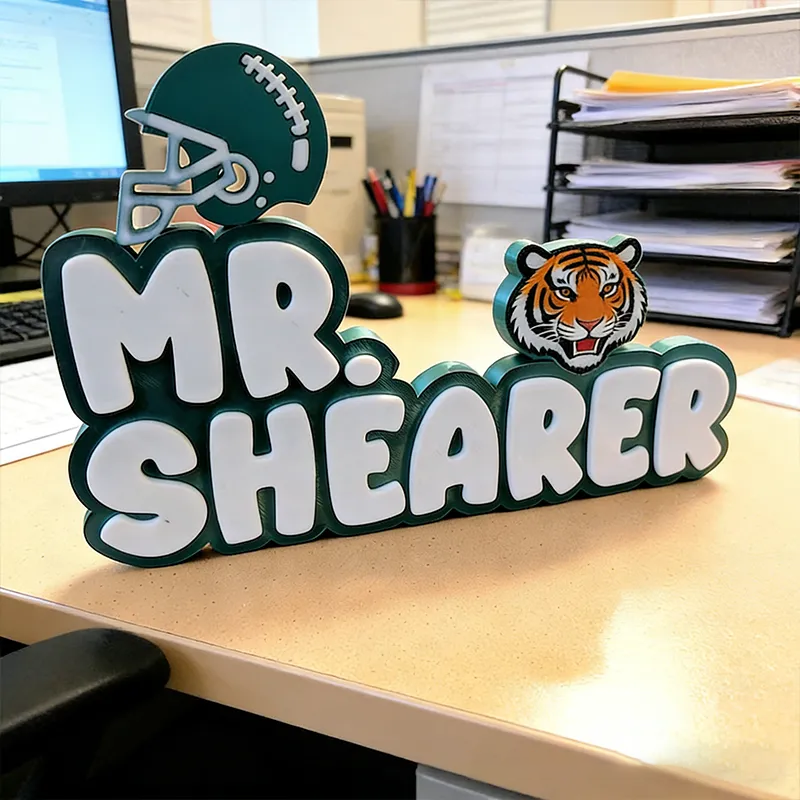 Personalized American Football Helmet Nameplate with Custom Name Design