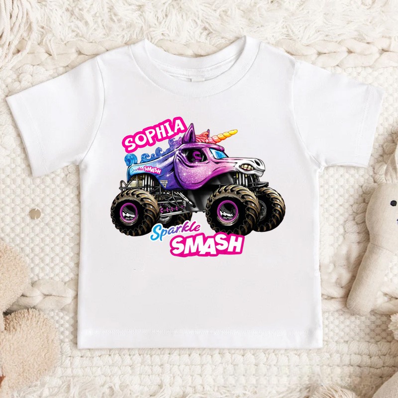 Personalized Trucker Jam of Sparkle Kids T-Shirt with Name Birthday Christmas Gift for Kids