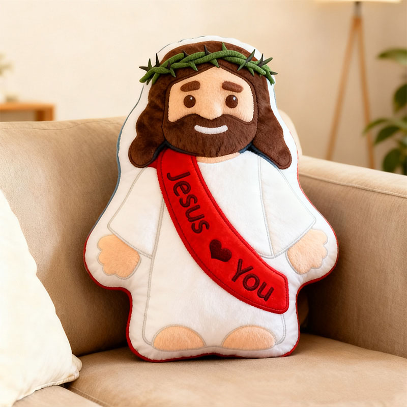 Personalized Cute Jesus Pillow with Sash Jesus Love You Custom Name Christian Jesus Pillow for Kids or Adults Religious Gift Prayer Corner Faith Gift