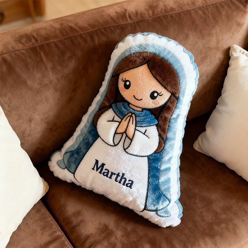 Personalized Cute Virgin Mary Pillow with Custom Name Home Decor Christian Pillow for Kids or Adults Religious Gift Prayer Corner Faith Gift
