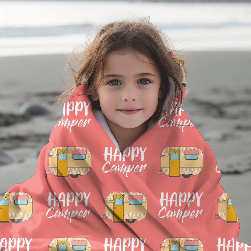 Personalized Happy Camper Lover Blanket Camping Blanket for Girls Rv Accessories for Inside Birthday Gifts for Campers Camp Bedding