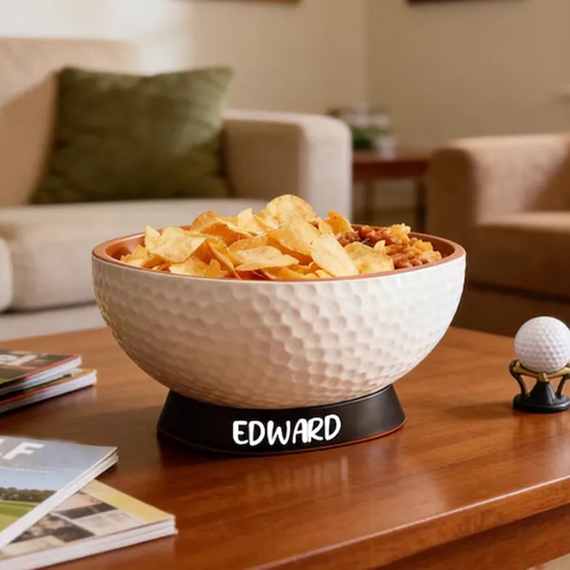 Personalized 3D Printed Golf Ball Snack Bowl with Custom Name Design