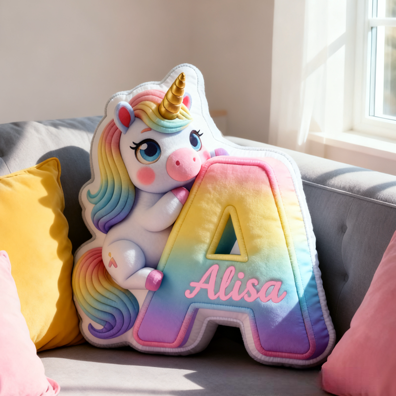 Personalized Cute Pink Dream Horse with Name Graphic 3D Print Pillow Christmas Gift for Kids 