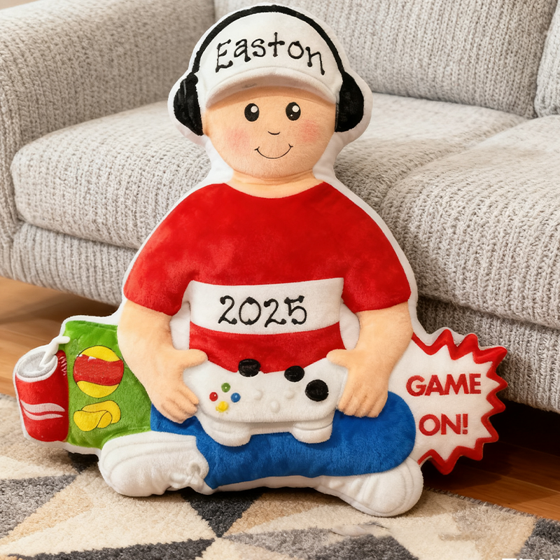Personalized Graphic 3D Print Gamer Boy with Video Game Controller & Headset Game Lover Pillow Custom Christmas Gift for Game Geek Lover
