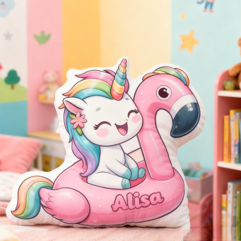 Personalized Flamingos with Name Graphic 3D Print Pillow Christmas Gift for Kids Birthday Gift