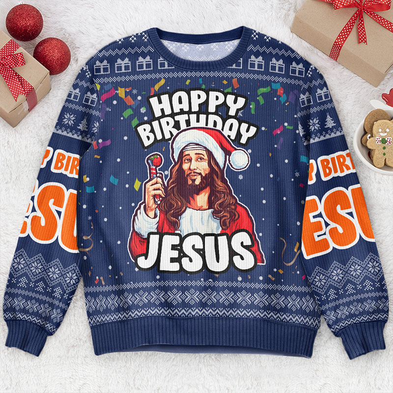 Personalized Go Jesus It's Your Birthday Christmas Ugly Sweater Religious Gift Christians Gift for Christmas Merry Christmas Gift Jesus Lovers Gift