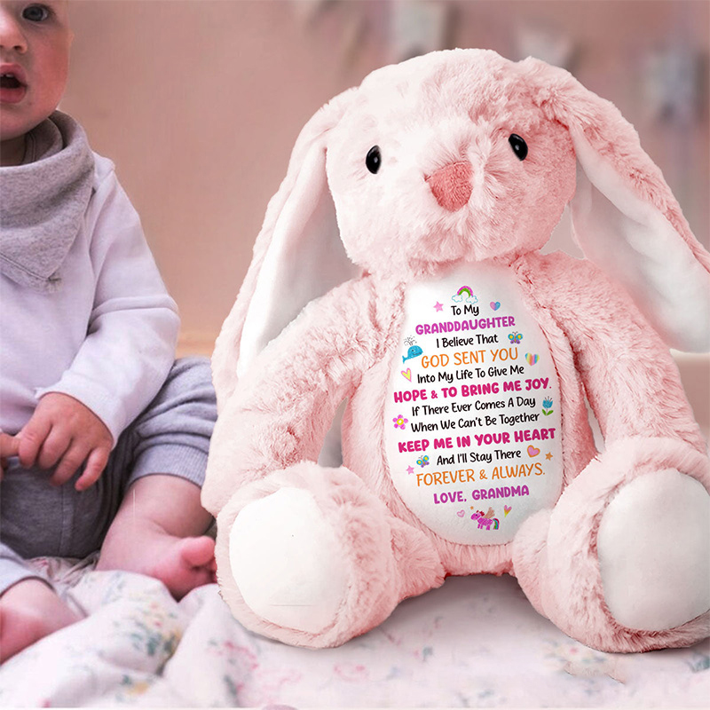 Personalized God Sent You into My Life to Give Me Hope and Joy Cute Rabbit Plush Stuffed Animal Toy with Title Granddaughter Gift from Grandma