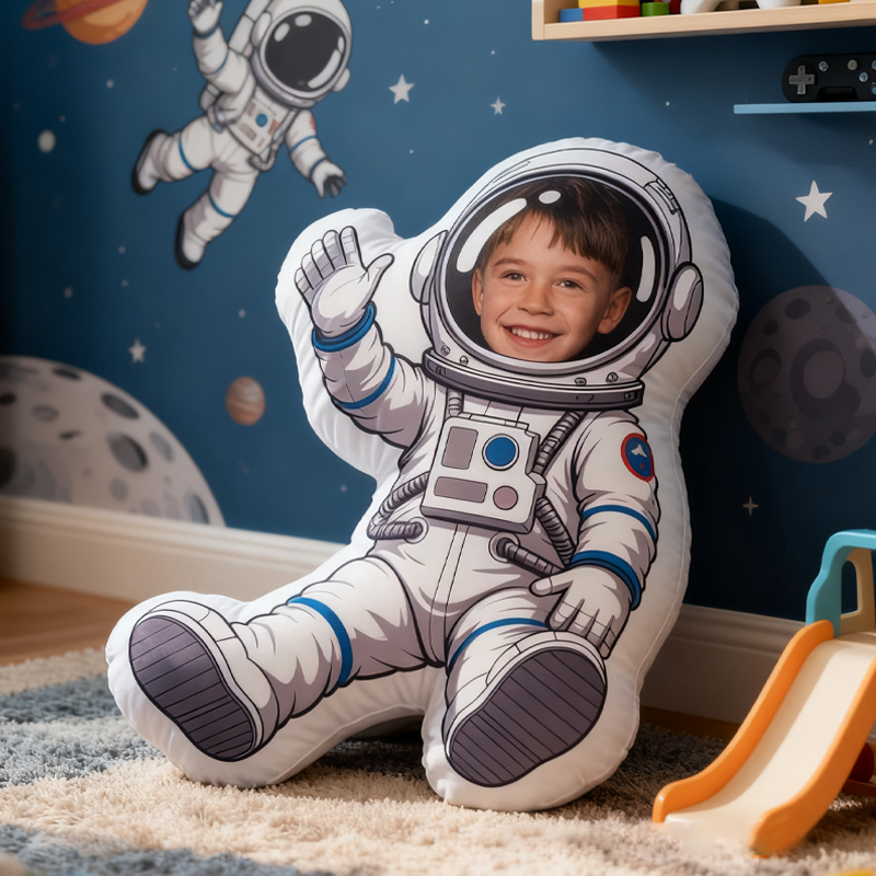Personalized Custom Face Astronaut Pillow Kids Face 3D Pillow Spacesuit Pillow Space Lover Gift