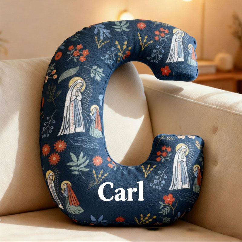 Personalized Our Lady of Guadalupe Letter Pillow with Custom Name Religious Home Decor Catholic Gift for Women Lourdes Graphic 3D Print Pillow