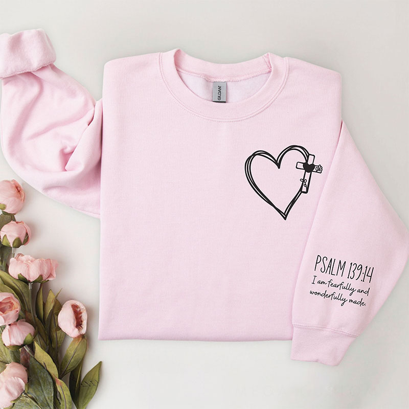 Personalized Bible Verse Sleeve Print Christian Classic Sweatshirts Christian Couple Sweatshirts Faith Based Gift Religious Christian Gift for Her