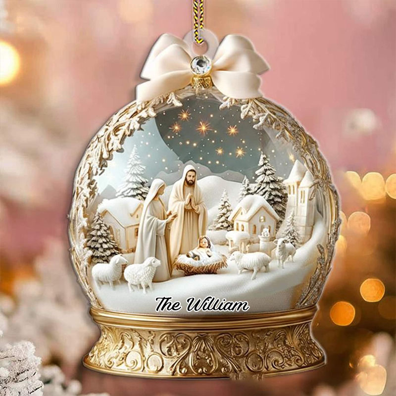Personalized Nativity Jesus Acrylic Ornament with Name Christian Holiday Gift Decor Nativity Scene Christmas Ornament Religious Gift God Xmas Keepsake