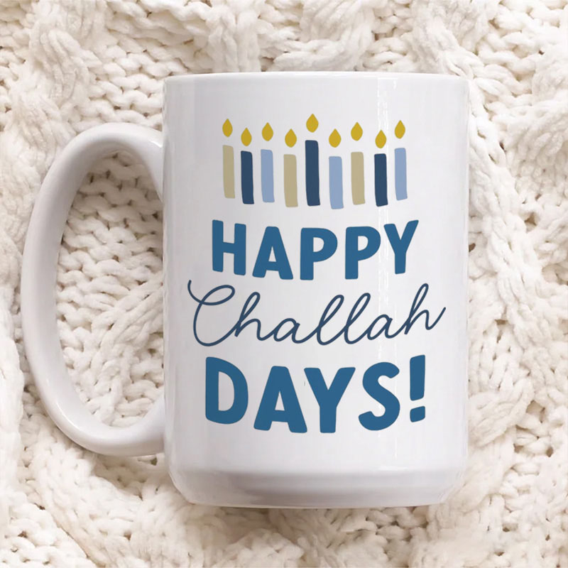 Personalized Happy Challah Days Ceramic Mug with Name Hanukkah Coffee Mug Religious Gift Happy Hanukkah Gift for Jewish people