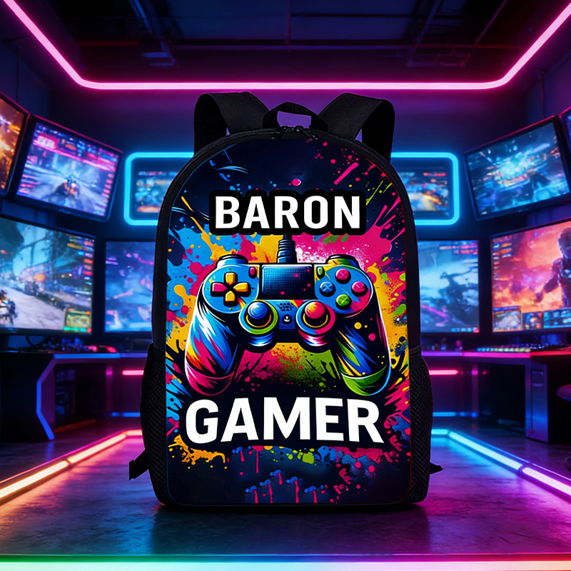 Personalized Gamer Backpack with Controller Art Backpack for Kids Custom Name Gift for Kid