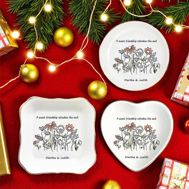 Personalized Floral Bible Verse Ceramic Ring Dish with Custom Name Christian Jewelry Holder Scripture Ring Tray Faith Gift Religious Wedding Gift