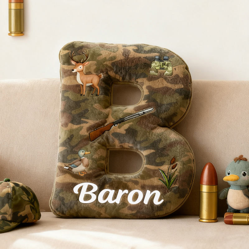 Personalized Hunting Kid Pillow Camouflage Hunting Themed Pillow Gifts for Kid Outdoor Hunting Enthusiasts