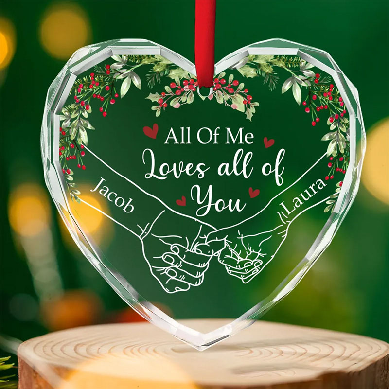 Personalized God Knew My Heart Needed You Couple Heart Christmas Glass Ornament with Custom Names Romantic Holiday Gift Anniversary Gift for Couple