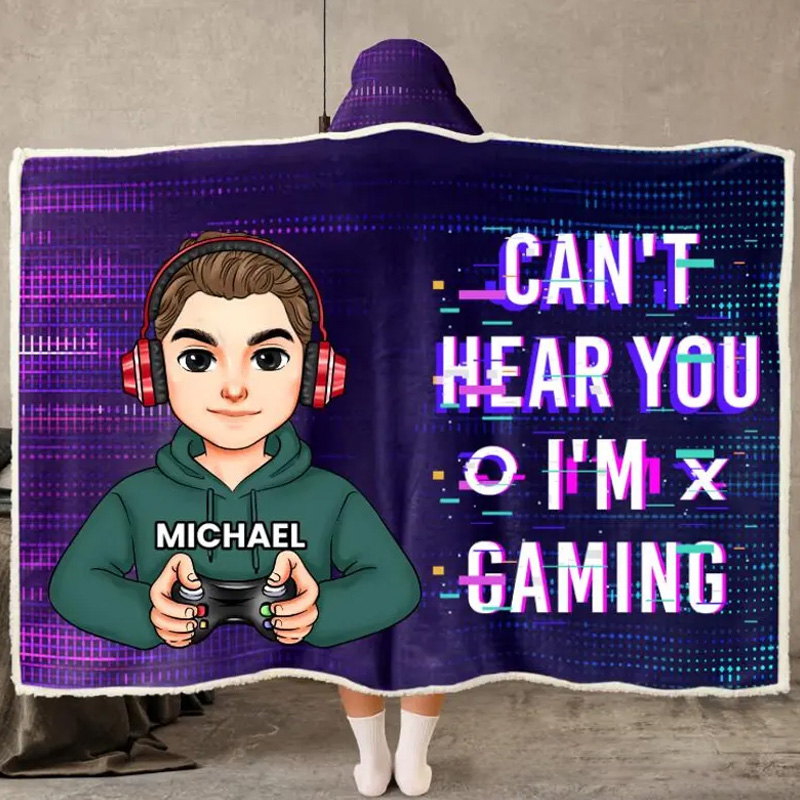 Personalized I'm Gaming Do Not Disturb Wearable Blanket Hoodie Gift for Gamer Geek Lover