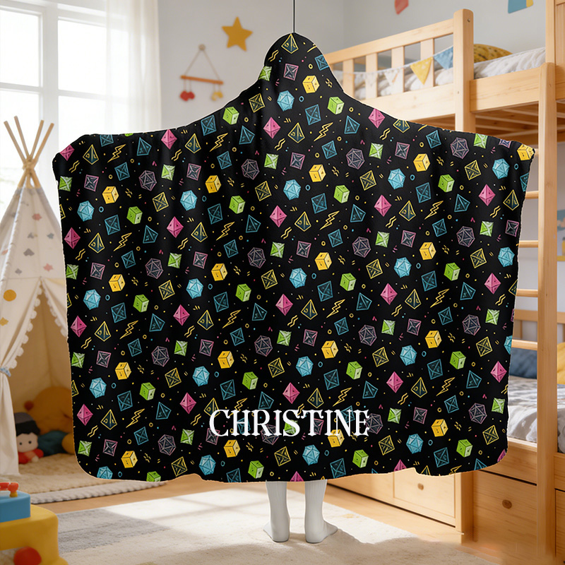 Personalized Gamer Hooded Blanket Tabletop Game Enthusiasts Hoodie Blanket Gift for Gamer Geek Lover